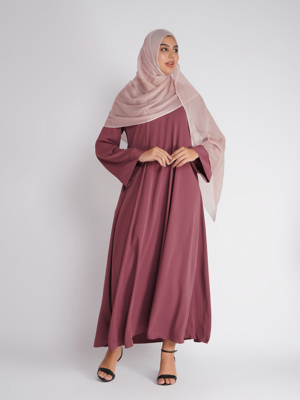 Dusty Rose Flowy Abaya with Matching Hijab