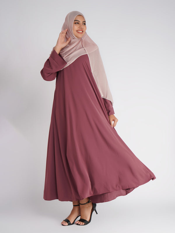 Dusty Rose Flowy Abaya with Matching Hijab