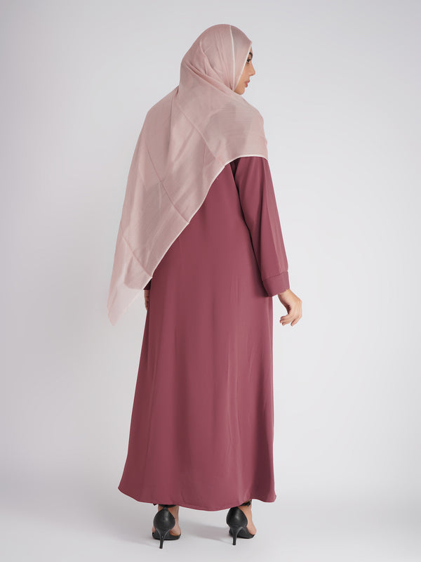 Dusty Rose Flowy Abaya with Matching Hijab