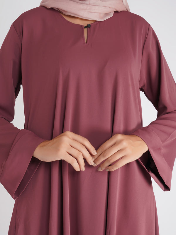 Dusty Rose Flowy Abaya with Matching Hijab