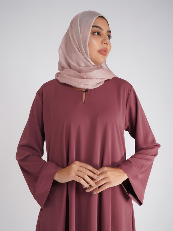 Dusty Rose Flowy Abaya with Matching Hijab